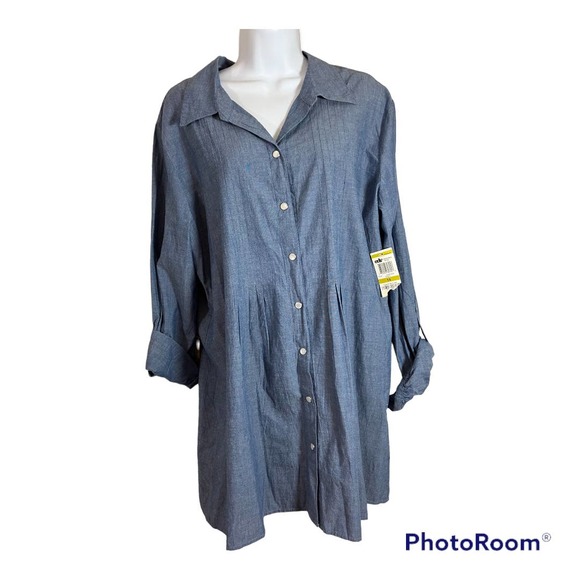 Style & Co. Long Sleeve Chambray Tunic Size 14 - Picture 1 of 5
